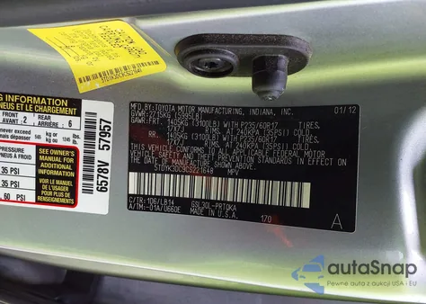 2012 Toyota Sienna Xle V6 8 Passenger из США, поврежденный, VIN 5TDYK3DC9CS221648